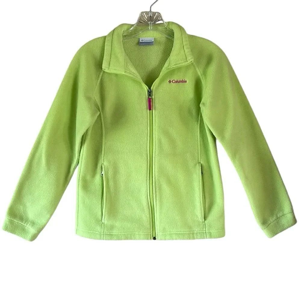 Columbia Girls Neon Yellow Full Zip Fleece Jacket